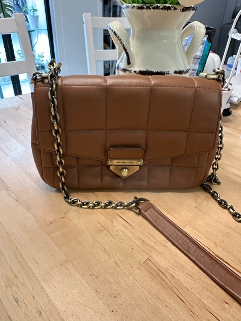 MICHAEL Michael Kors Tan Quilted Leather Chain Shoulder Bag